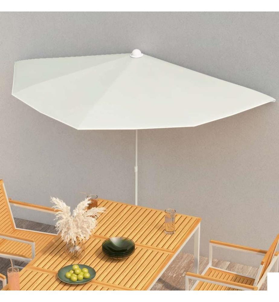 Demi-parasol de jardin avec mât 180x90 cm Sable