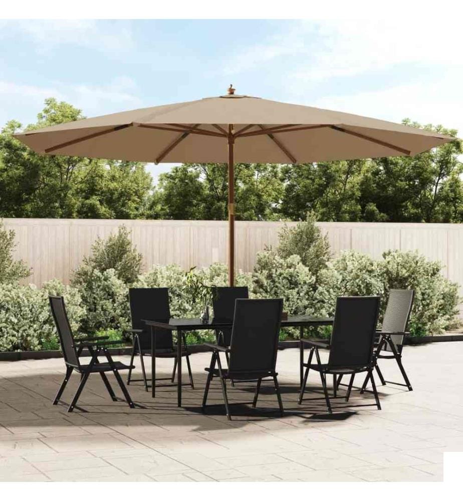 Parasol de jardin avec mât en bois taupe 400x273 cm