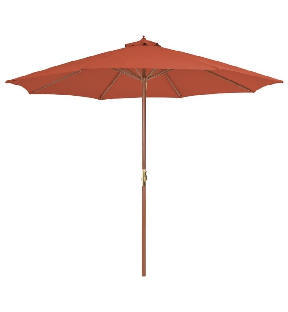 Parasol d'extérieur avec mât en bois 300 cm Terre cuite