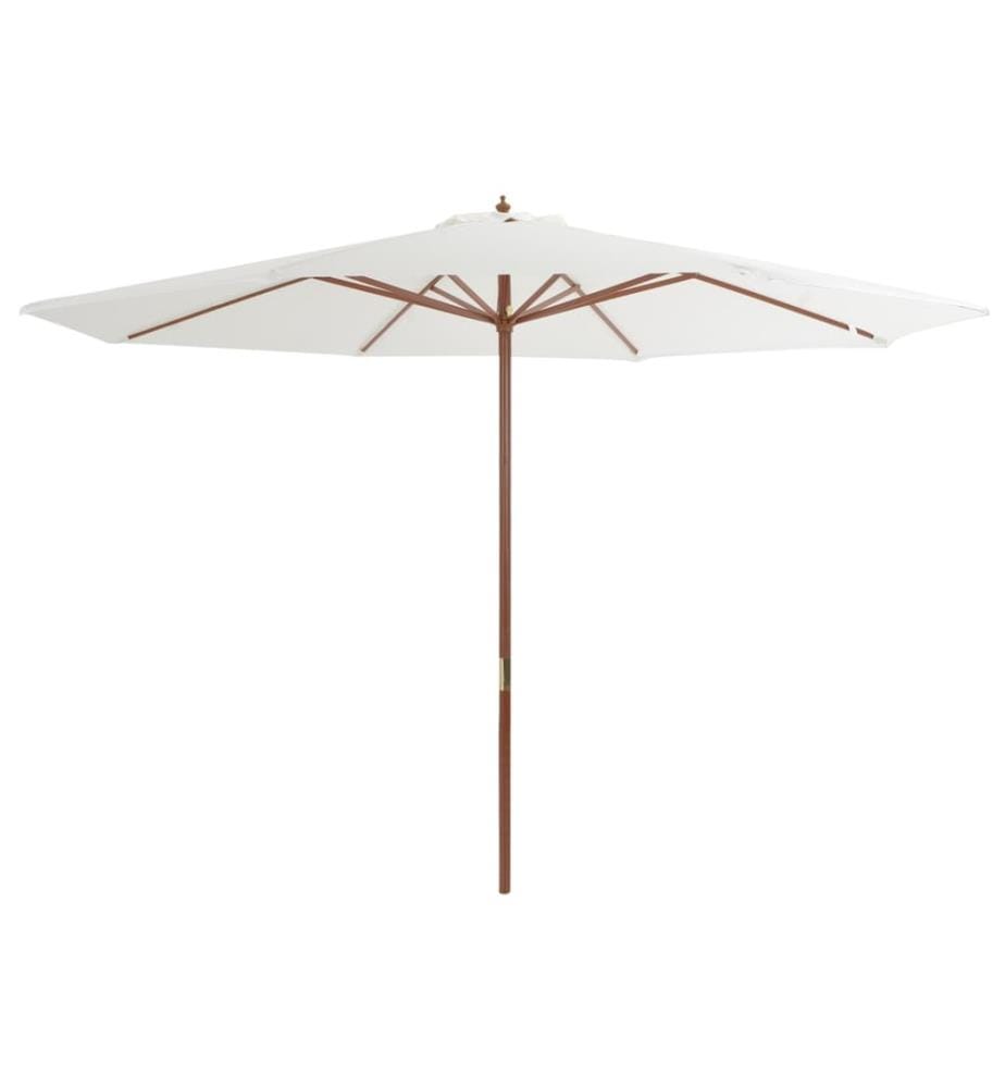 Parasol avec mât en bois 350 cm Blanc sable