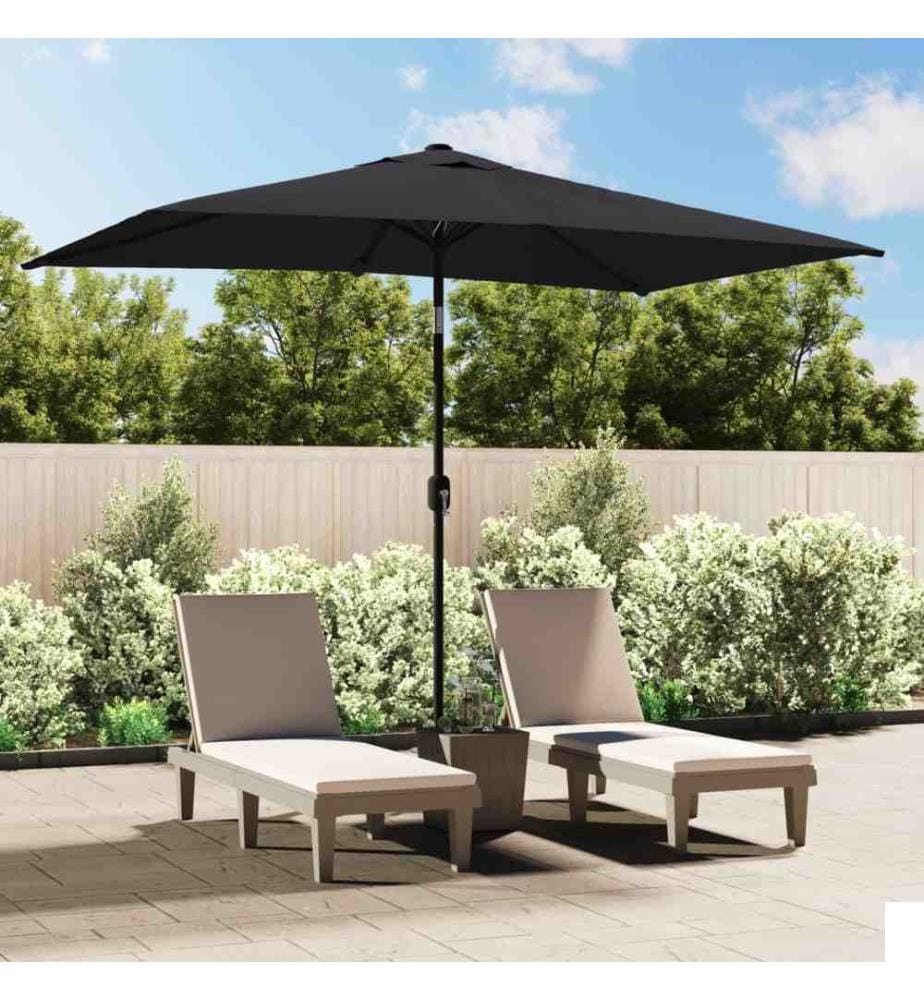 Parasol avec mât en métal 300 x 200 cm Noir