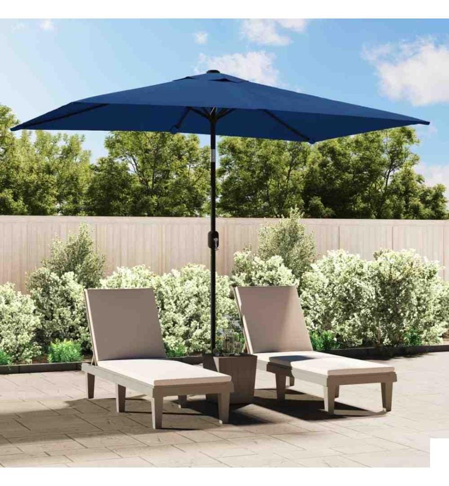 Parasol d'extérieur avec poteau en métal 300x200 cm Azuré