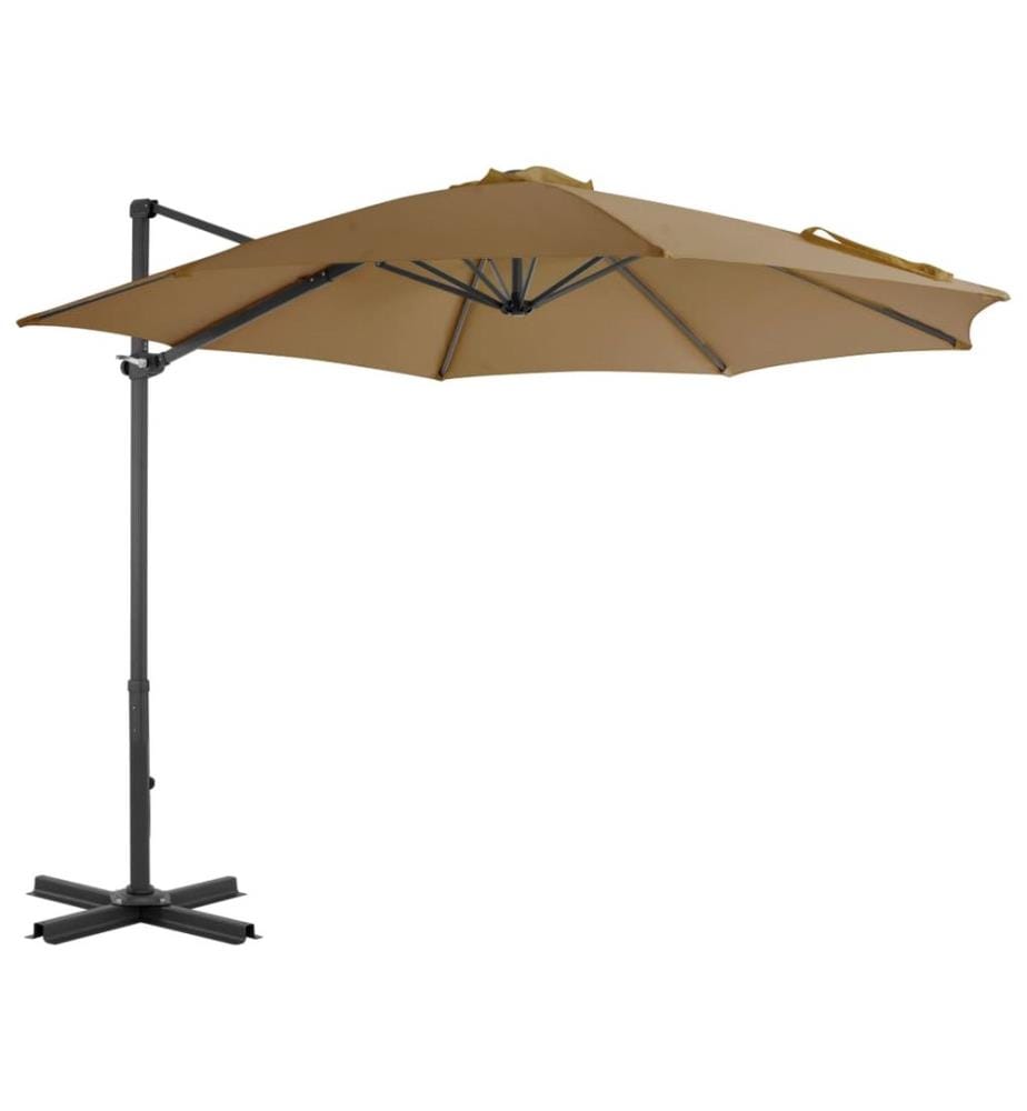 Parasol de jardin en porte-à-faux et poteau en aluminium taupe