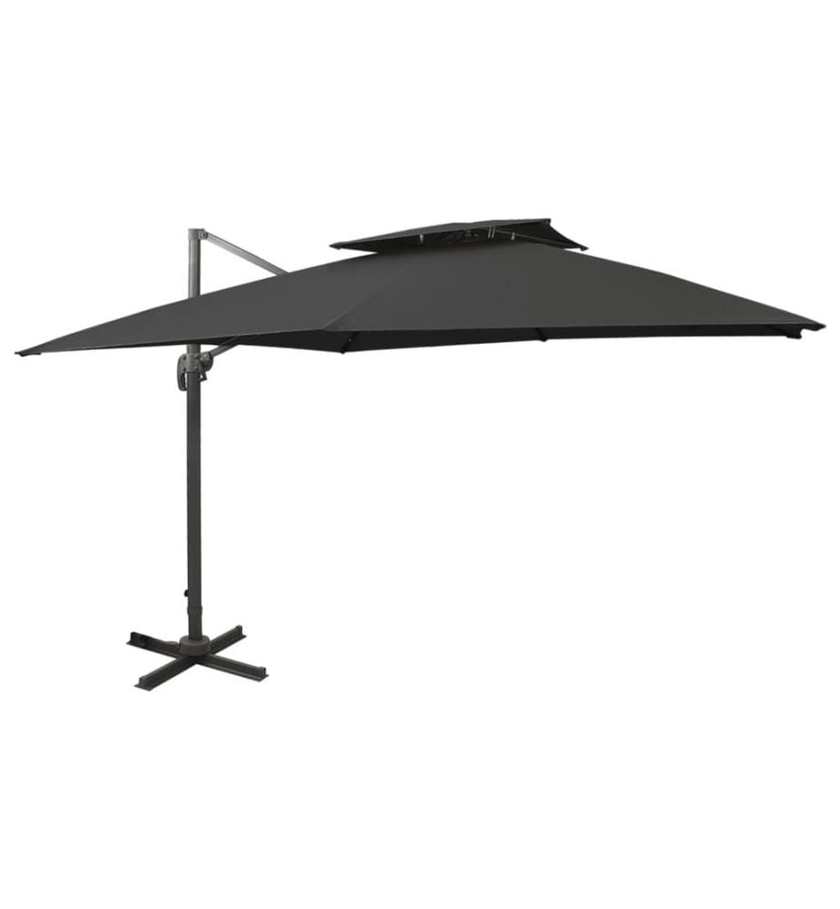 Parasol de jardin en porte-à-faux avec double toit noir
