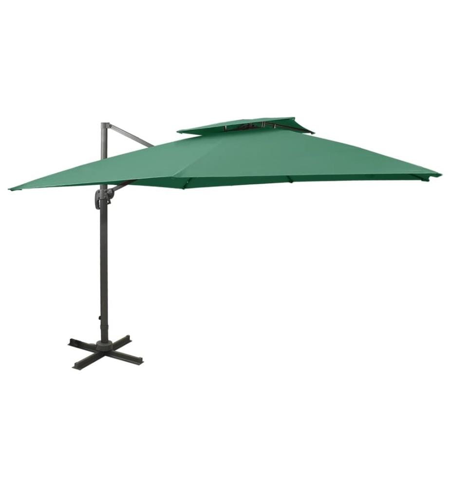 Parasol de jardin en porte-à-faux avec double toit vert