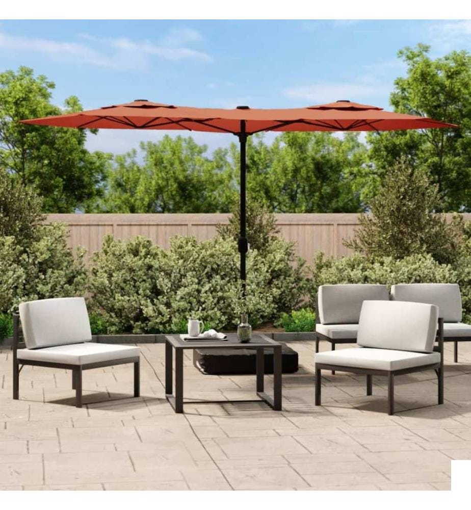 Parasol de jardin à double tête avec LED terre cuite 316x145 cm