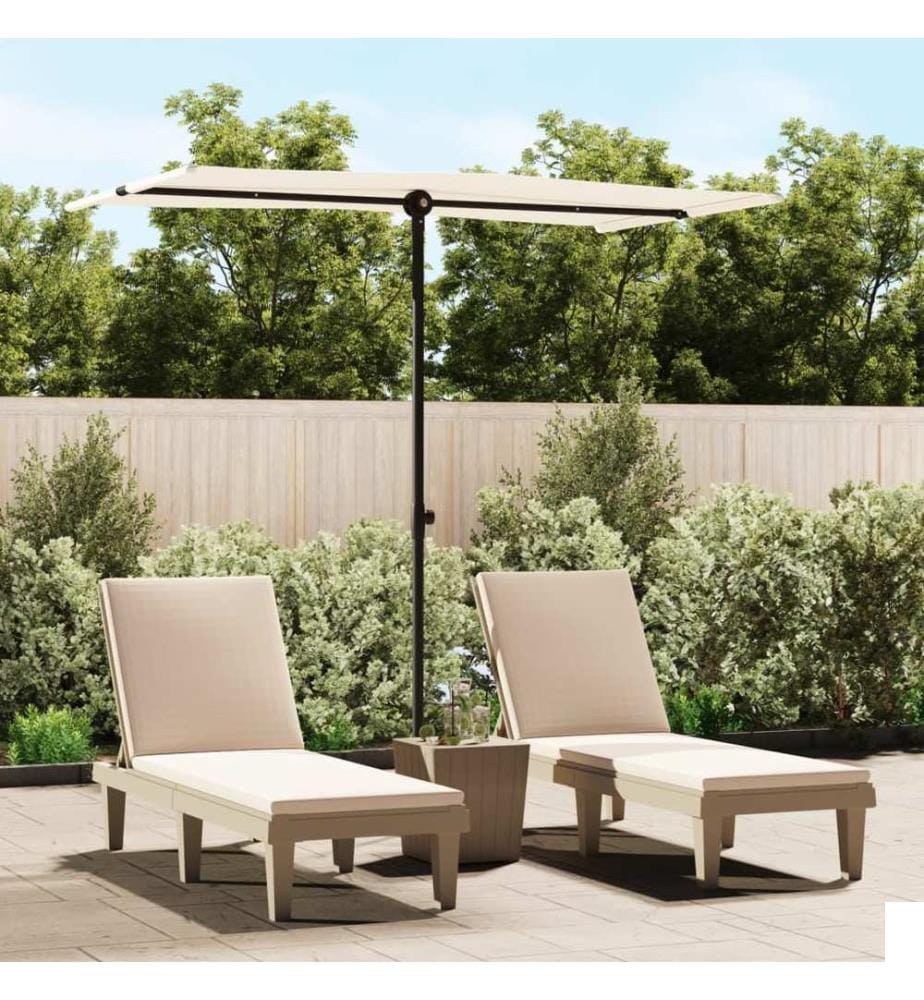 Parasol de jardin avec mât en aluminium 180x110 cm blanc sable