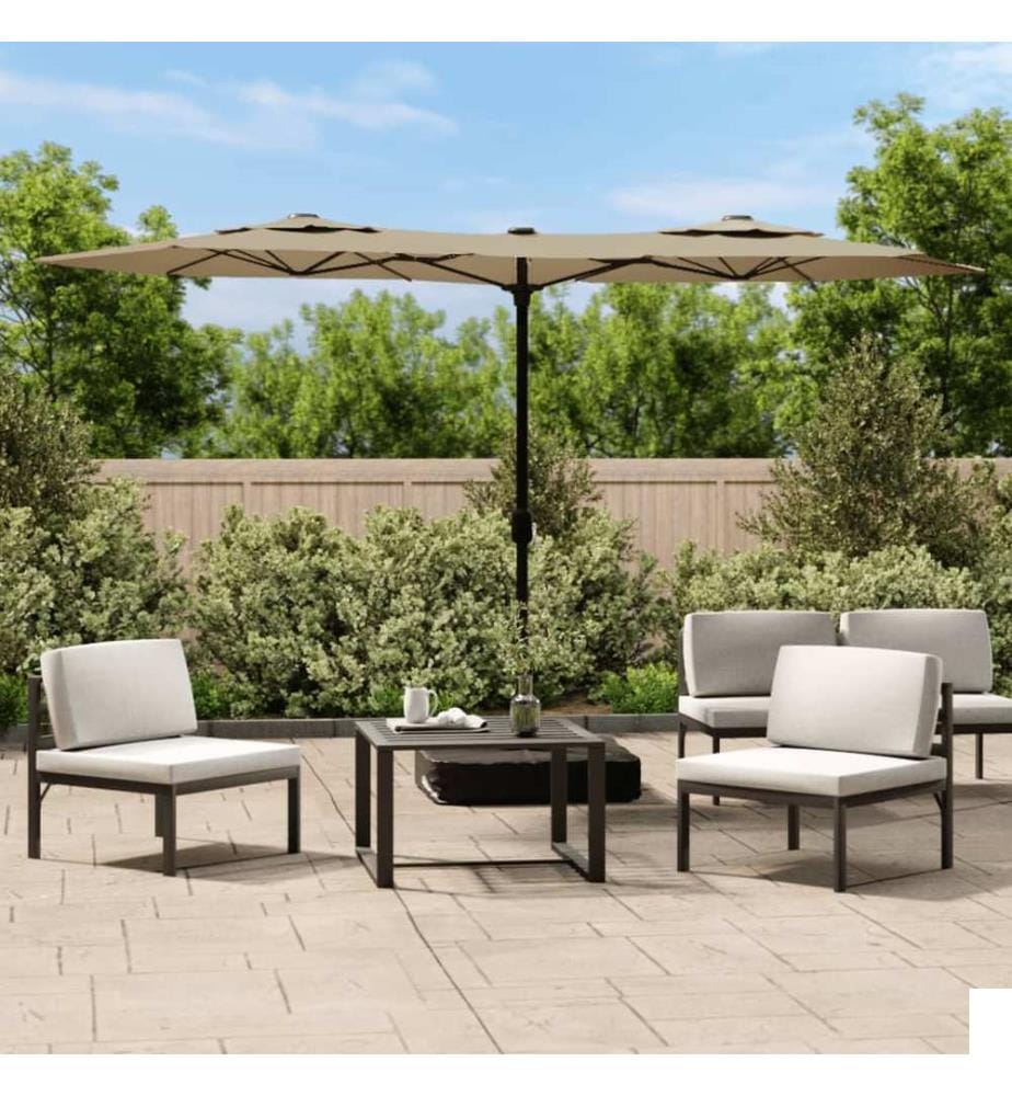 Parasol de jardin à double tête taupe 316x145 cm