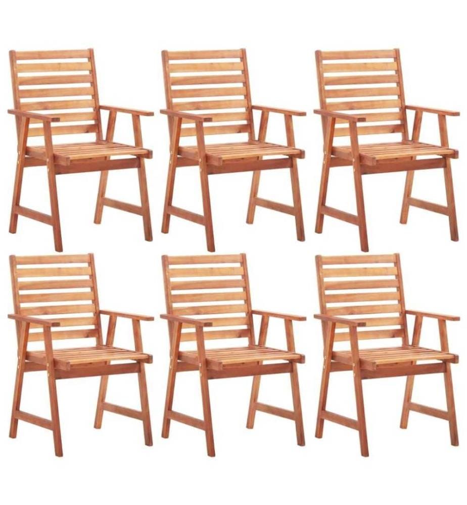 Chaises de salle à manger d'extérieur 6 pcs Acacia massif
