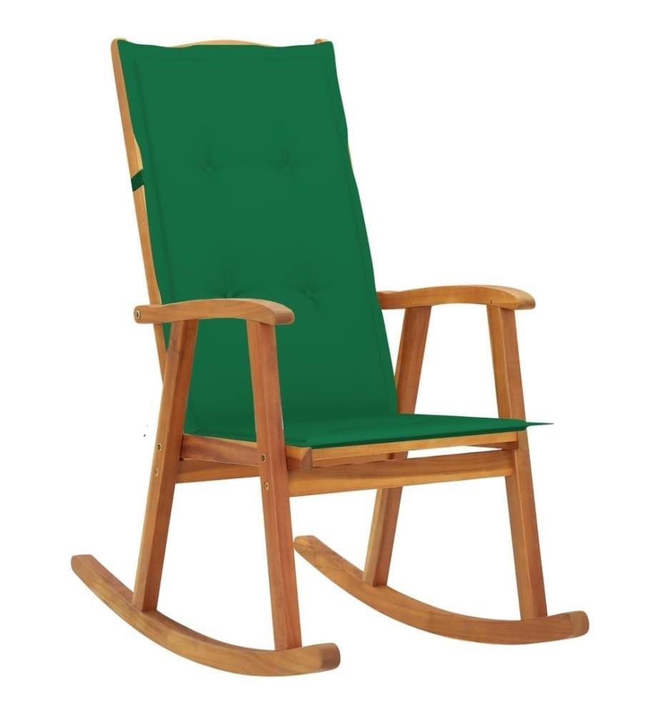 Chaise à bascule avec coussins Bois d'acacia massif
