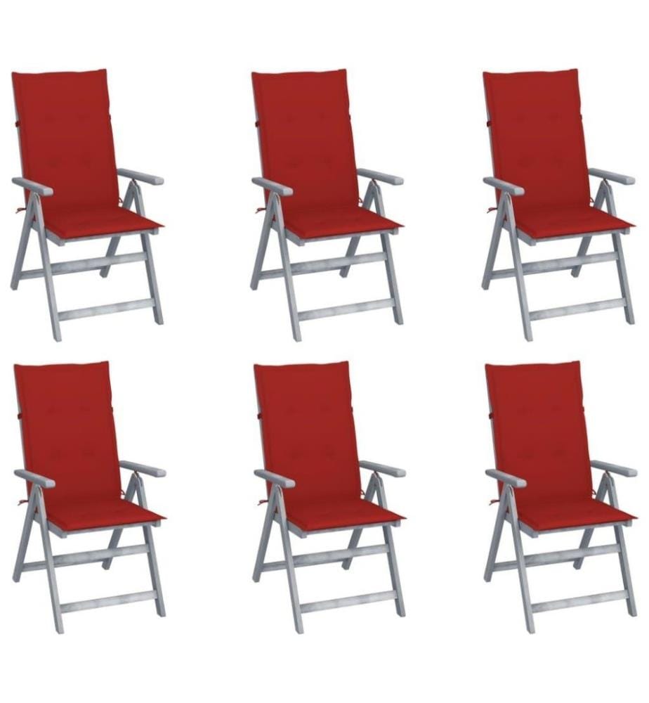 Chaises inclinables de jardin 6 pcs avec coussins Bois d'acacia