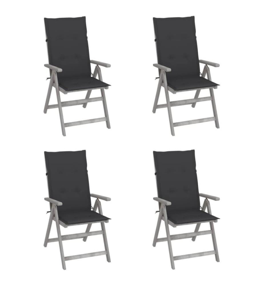 Chaises inclinables de jardin 4 pcs avec coussins Bois d'acacia