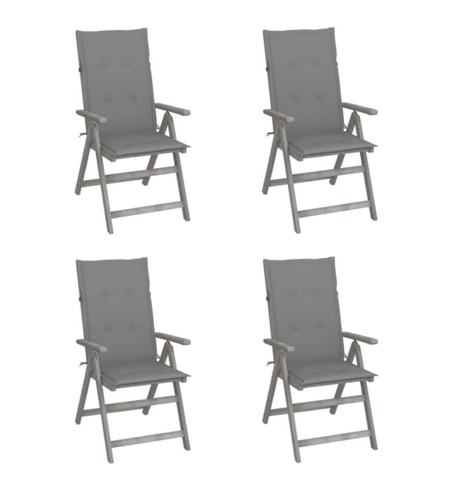 Chaises inclinables de jardin 4 pcs avec coussins Bois d'acacia