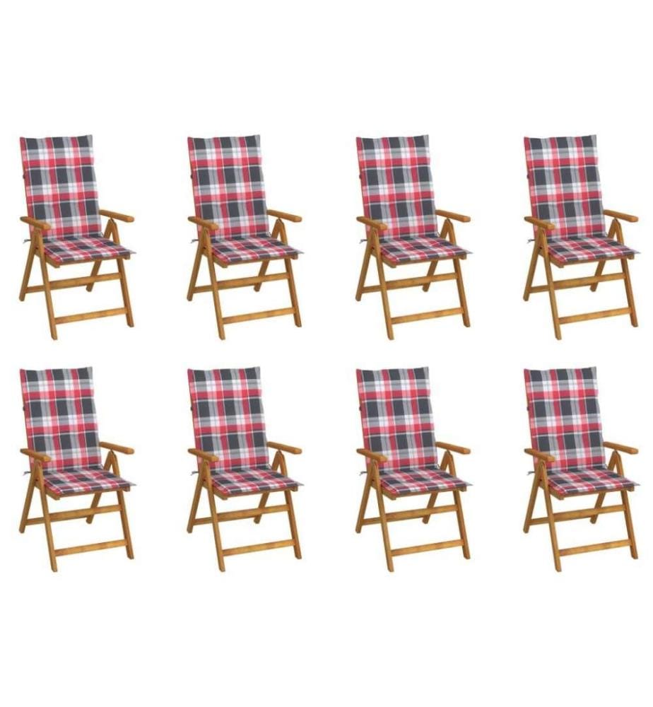 Chaises pliables de jardin avec coussins 8 pcs Bois d'acacia