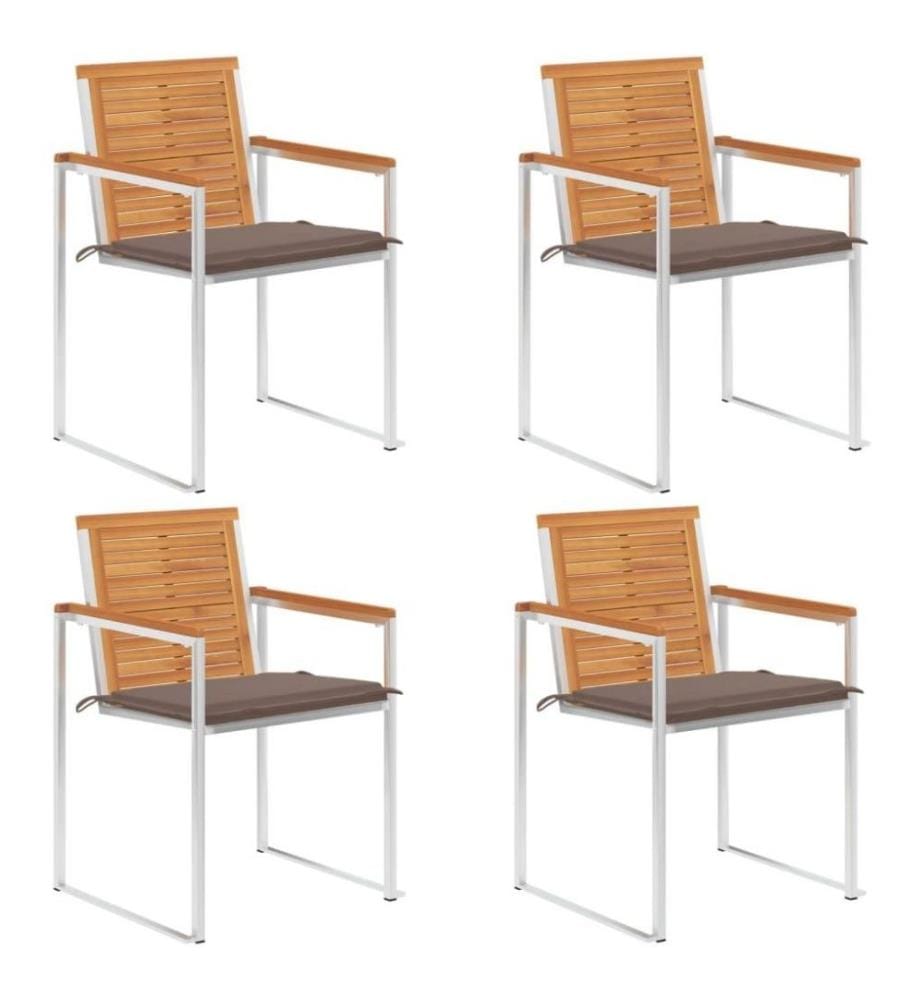 Chaises de jardin 4 pcs avec coussins Bois d'acacia massif