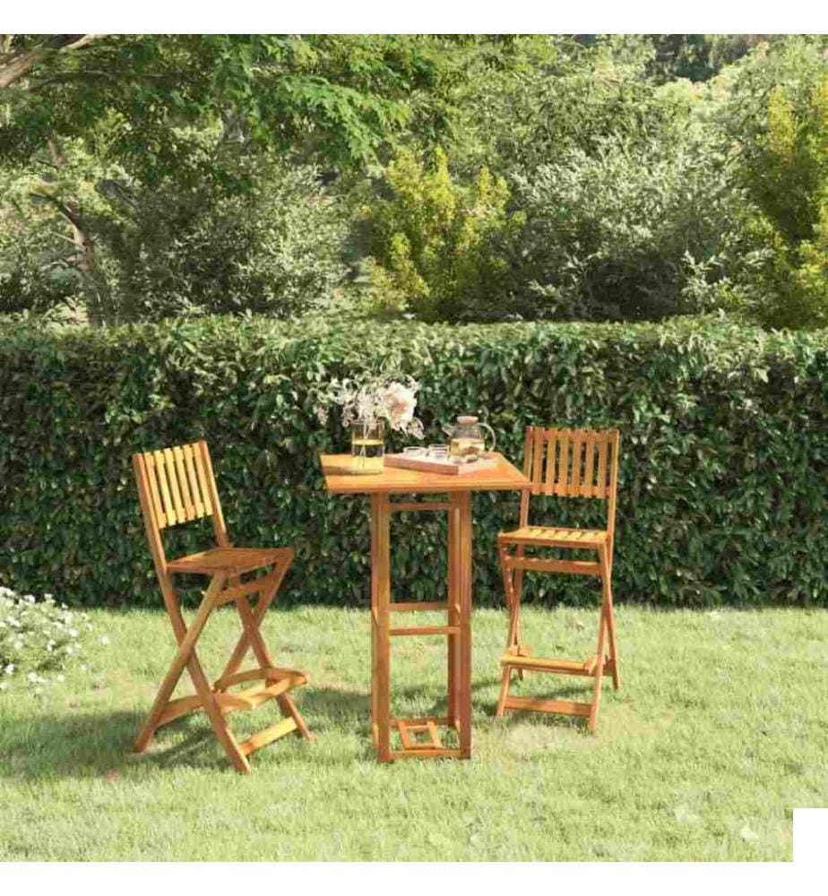 Tabourets de bar d'extérieur pliants 2 pcs Bois massif d'acacia