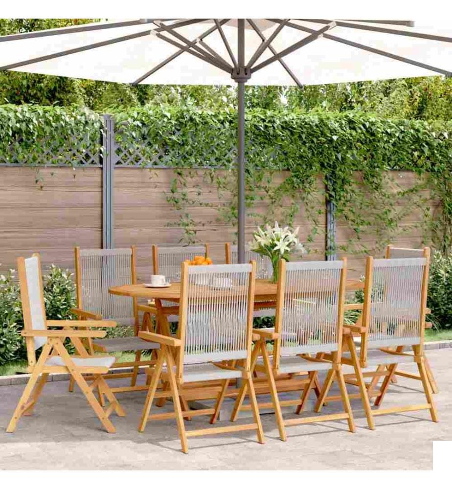 Chaises inclinables de jardin lot de 8 gris bois massif acacia