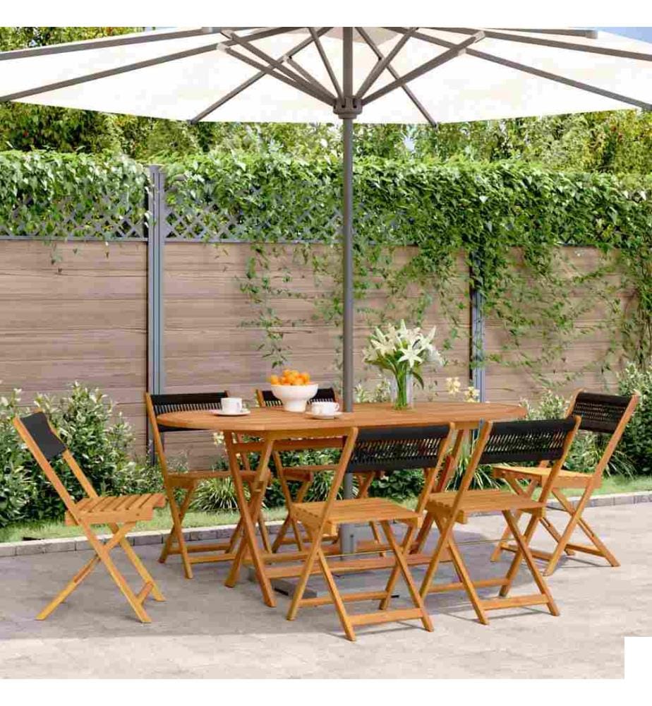 Chaises de jardin pliantes lot de 6 noir bois d'acacia massif
