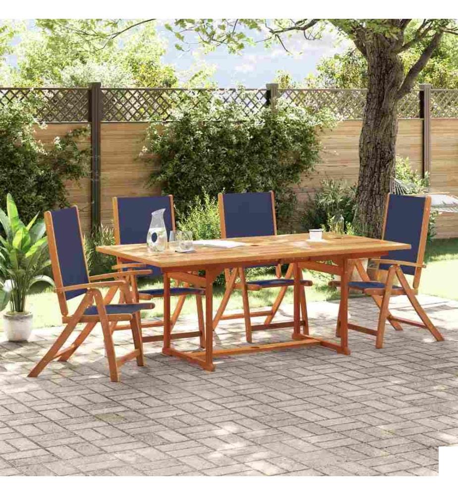 Chaises pliables de jardin lot de 4 bois d'acacia et textilène