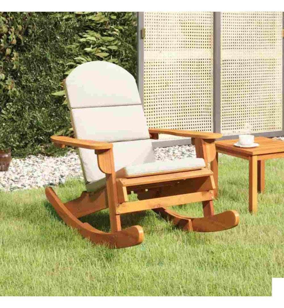 Chaise à bascule Adirondack avec coussins bois massif d'acacia
