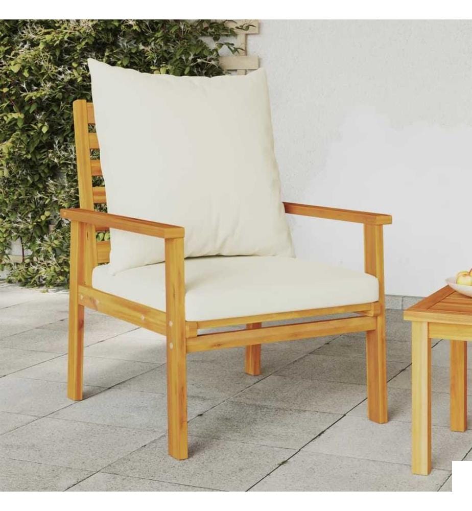 Fauteuil de jardin lot de 2 avec coussin bois massif d'acacia