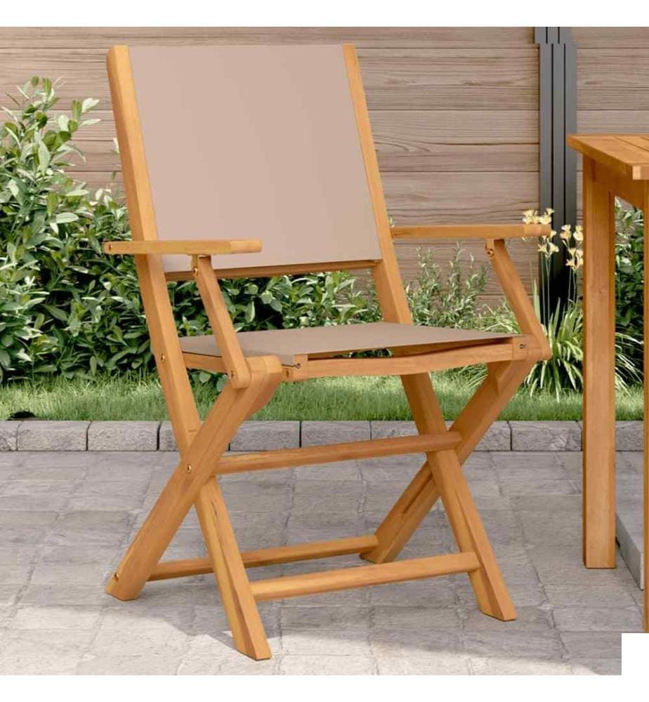 Chaises de jardin lot de 2 taupe bois d'acacia massif et tissu