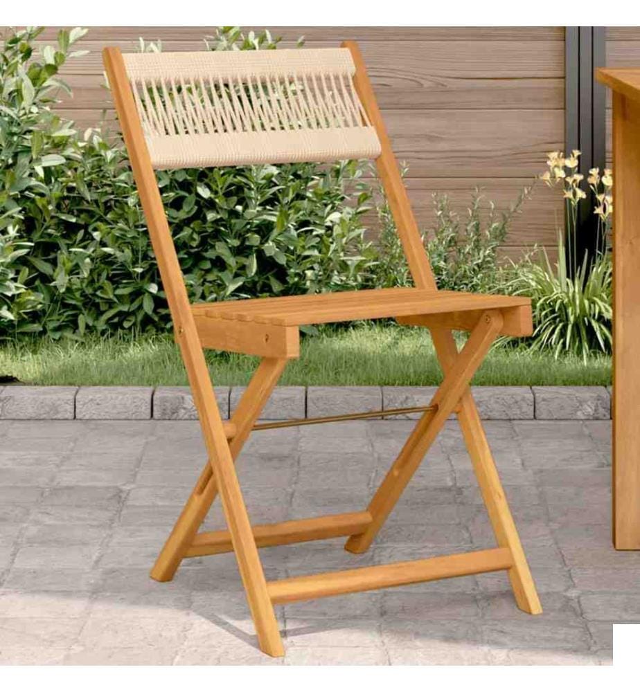 Chaises de bistrot lot de 2 beige bois acacia et polypropylène