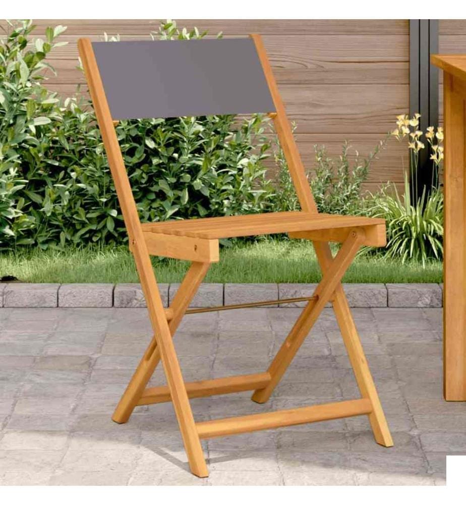 Chaises de bistrot lot de 2 anthracite bois acacia massif tissu