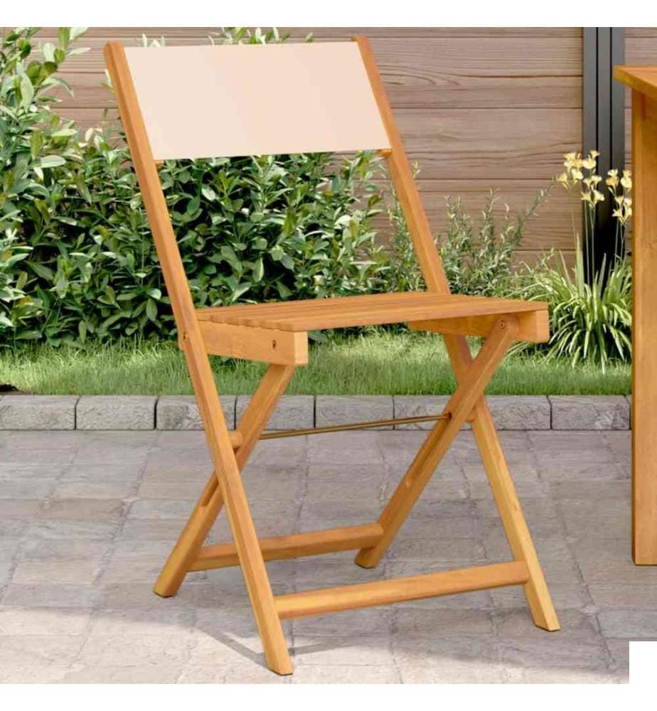 Chaises de bistrot lot de 2 beige bois d'acacia massif et tissu