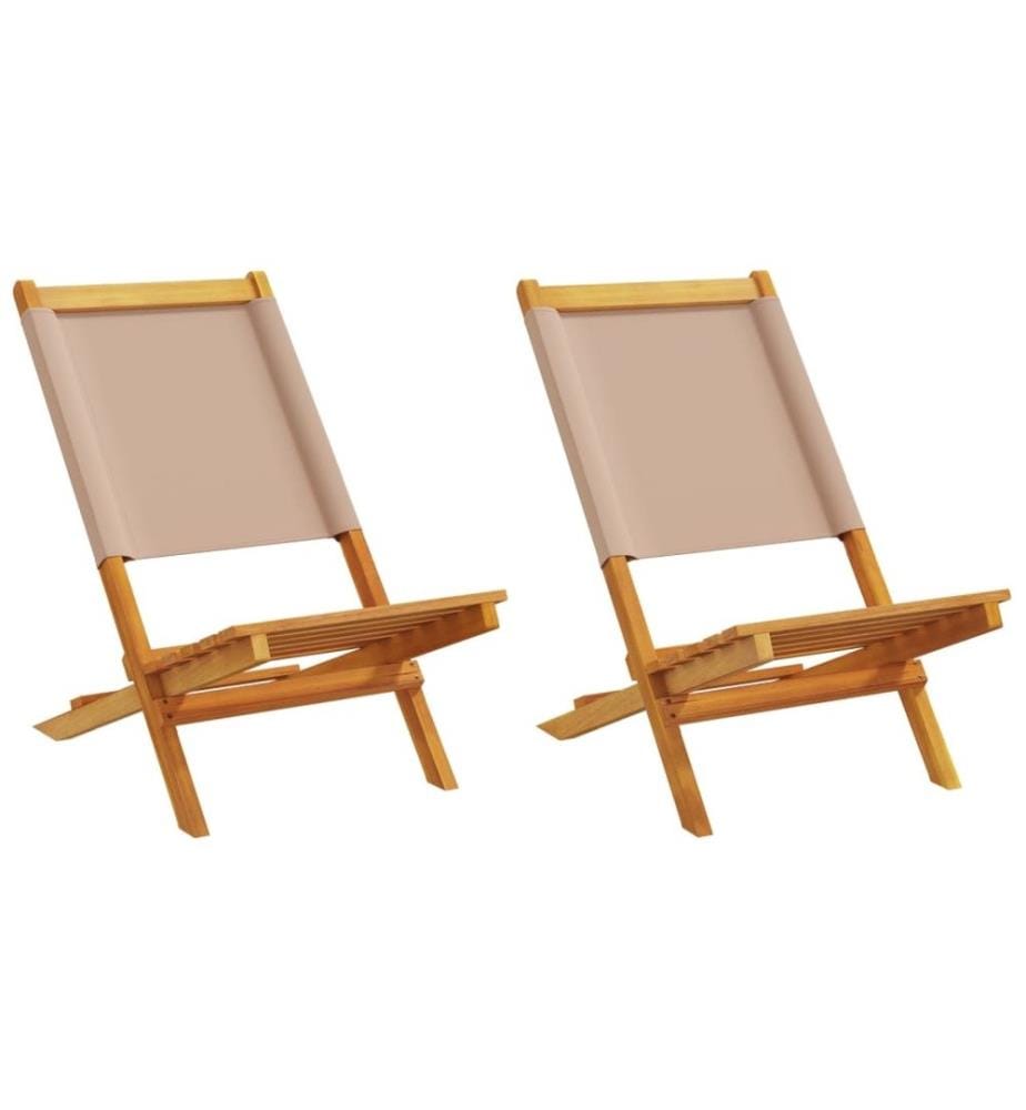 Chaises de jardin lot de 2 taupe bois d'acacia massif et tissu
