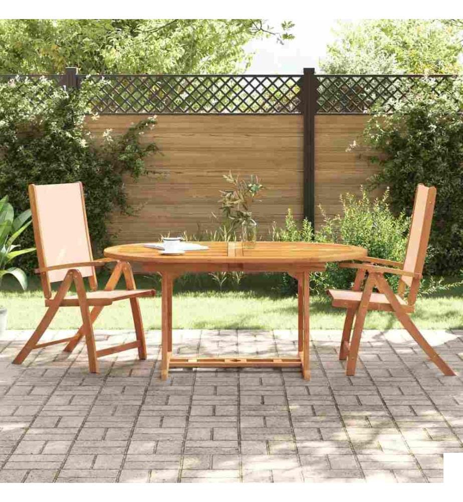 Chaises pliables de jardin lot de 2 bois d'acacia et textilène