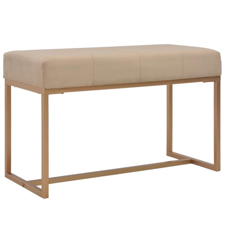 Banc d'entrée beige 80 cm velours