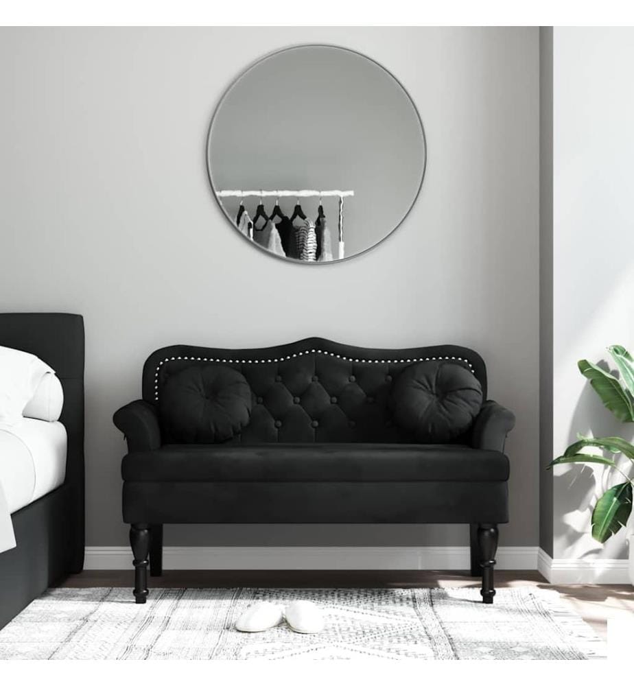 Banc avec coussins Noir 120,5x65x75 cm Velours