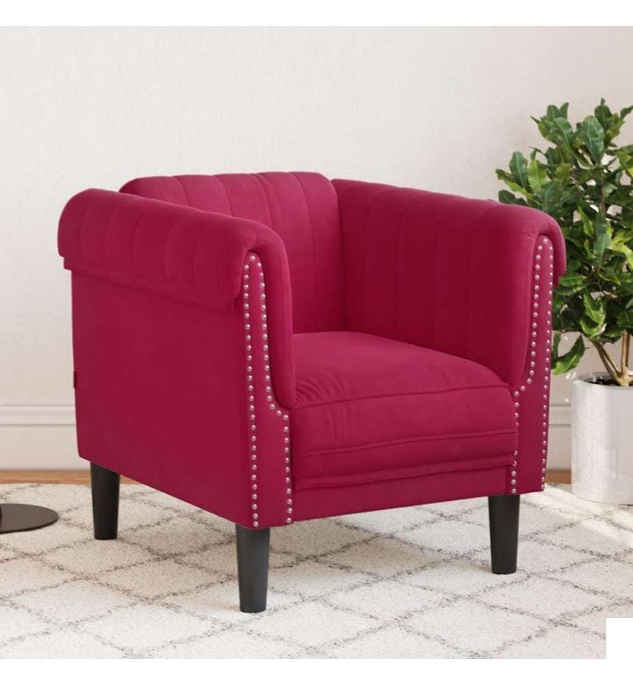 Fauteuil rouge bordeaux velours