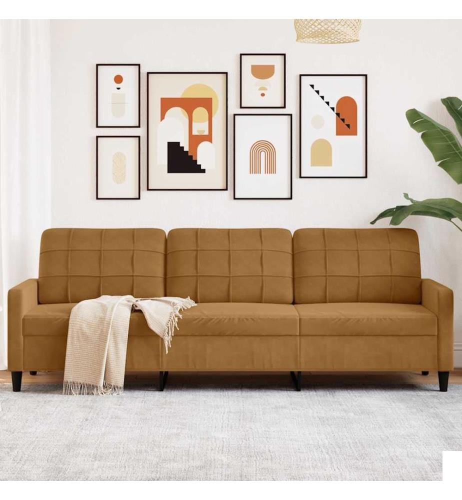 Canapé à 3 places Marron 210 cm Velours