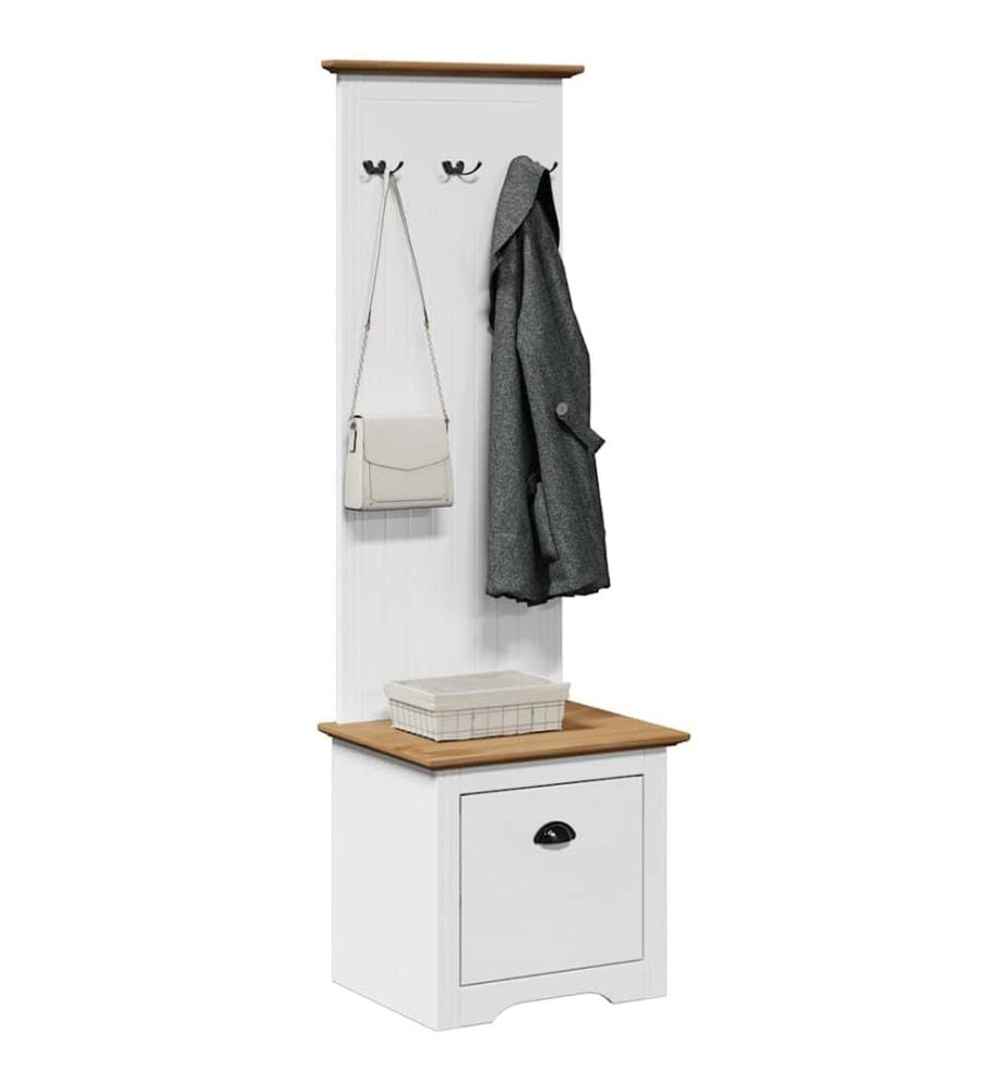 Armoire de couloir avec crochets BODO blanc marron 50x40x157 cm