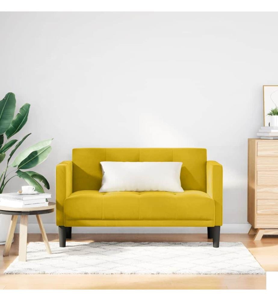 Canapé deux places Jaune 111 cm Velours
