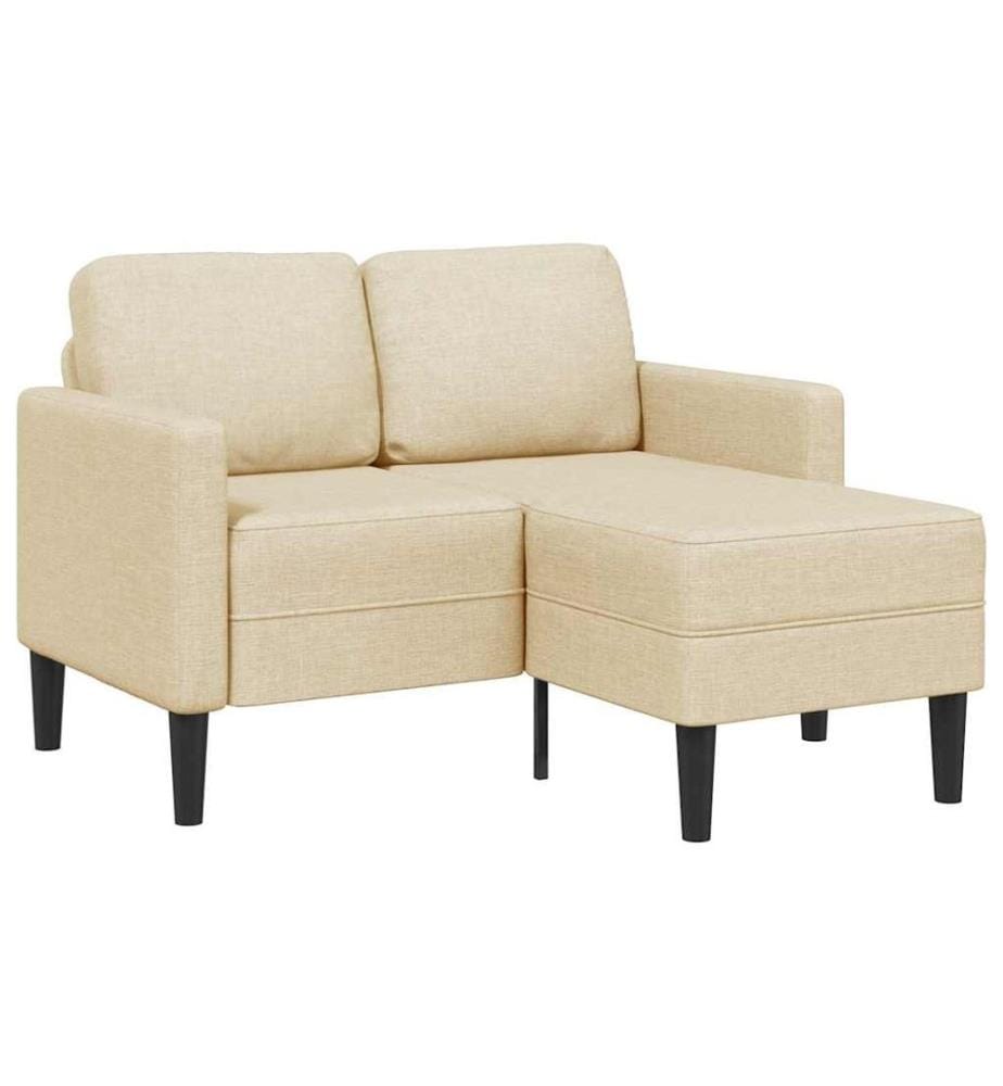 Canapé 2 places avec méridienne en L crème 125 cm tissu