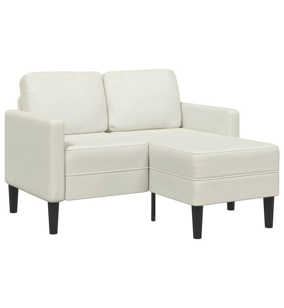 Canapé 2 places avec méridienne en L crème 125 cm velours