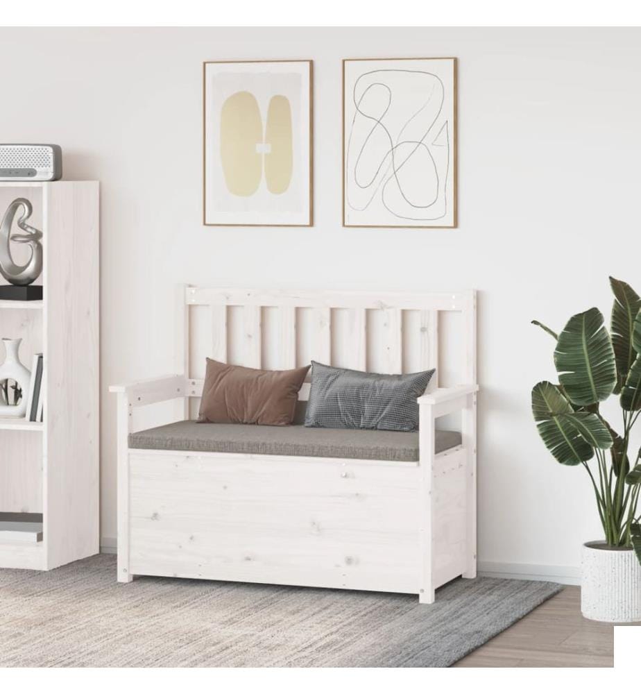 Banc Blanc 112,5x51,5x96,5 cm Bois de pin massif