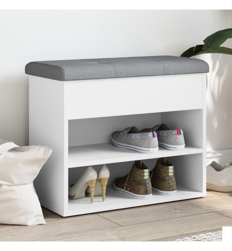 Banc à chaussures Blanc 62x32x50 cm Bois d'ingénierie