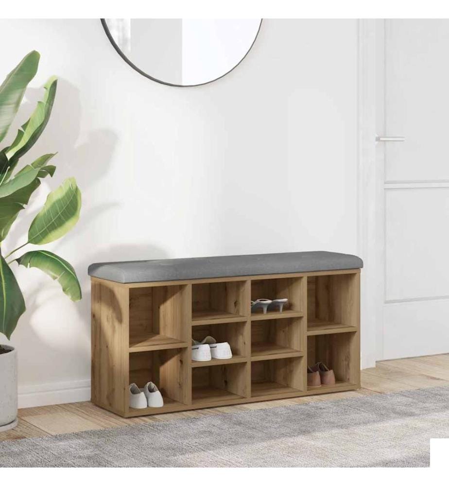 Banc à chaussures chêne artisanal 102x32x50cm bois d'ingénierie