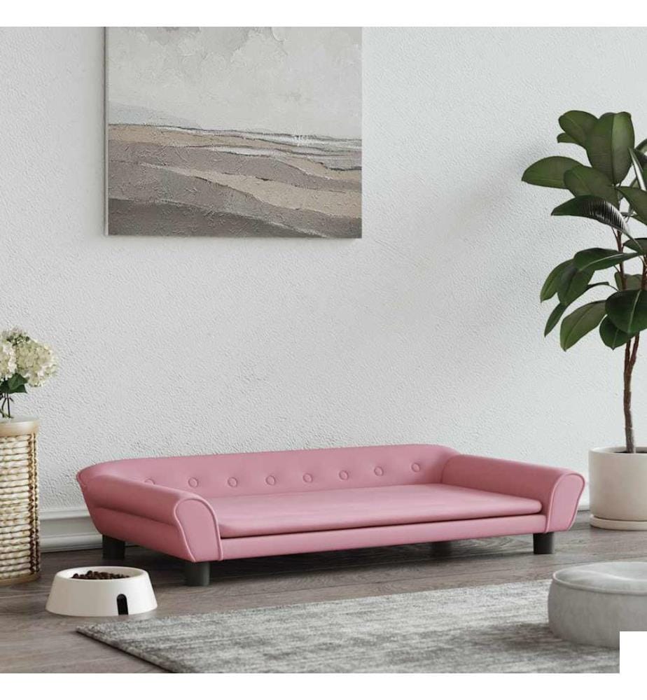 Lit pour chien rose 100x50x21 cm velours