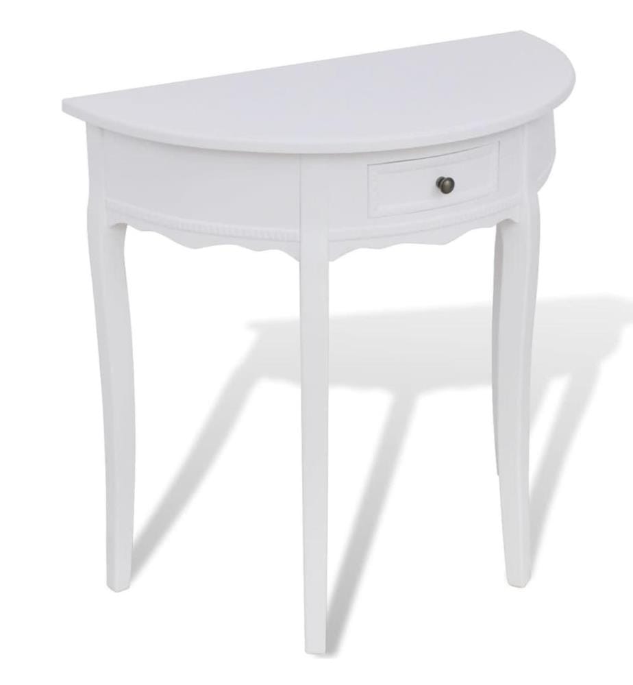 Table console avec tiroir Demi-ronde Blanc