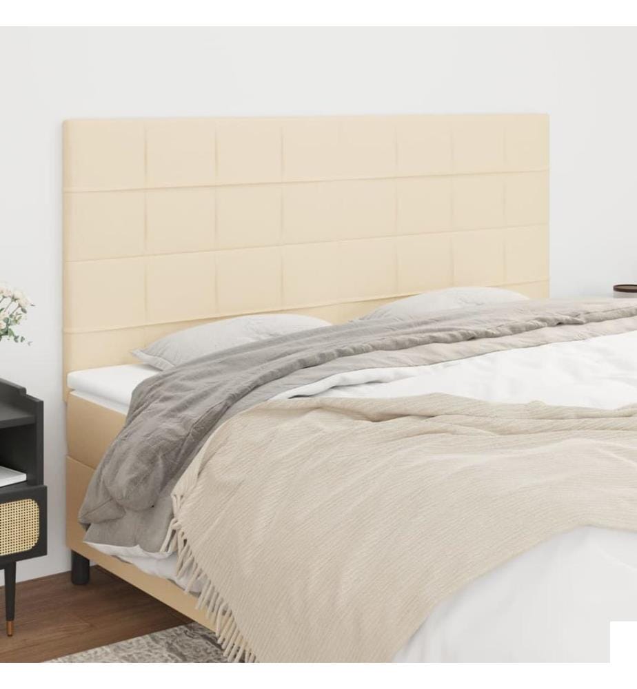 Têtes de lit 4 pcs Crème 100x5x78/88 cm Tissu
