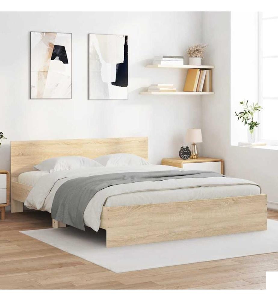 Cadre de lit sans matelas chêne sonoma 140x200 cm