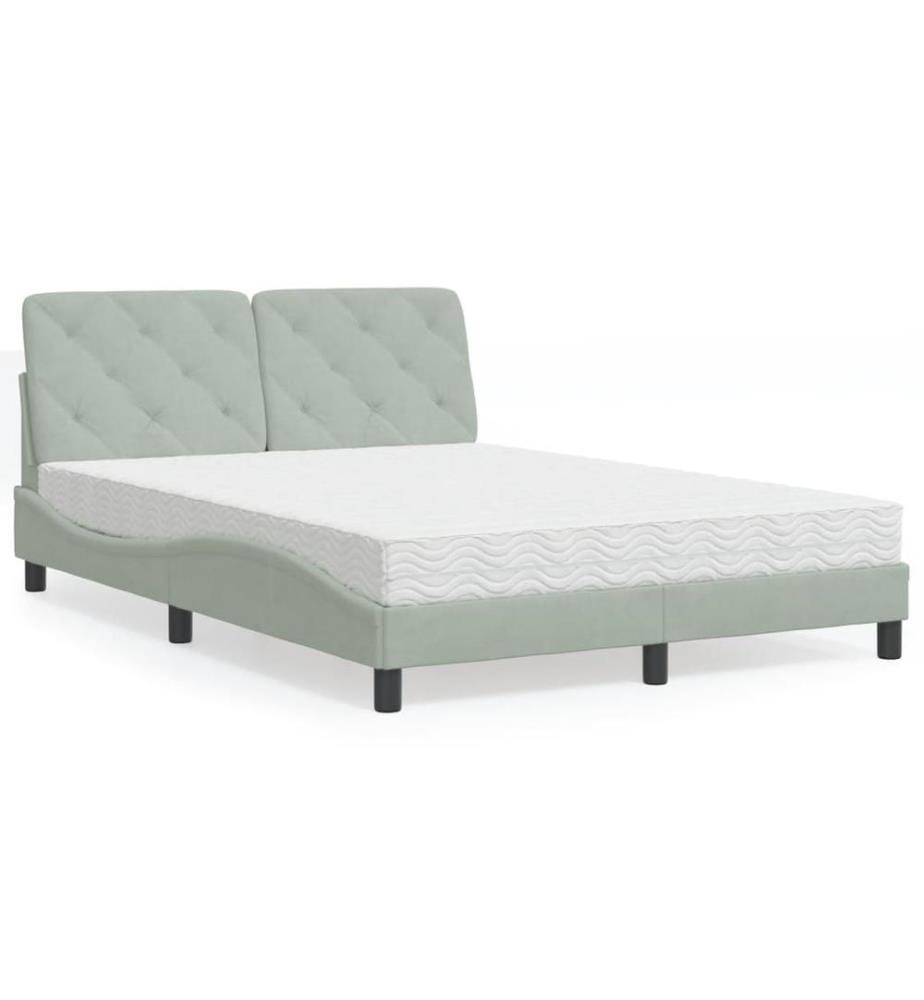 Lit avec matelas gris clair 120x200 cm velours