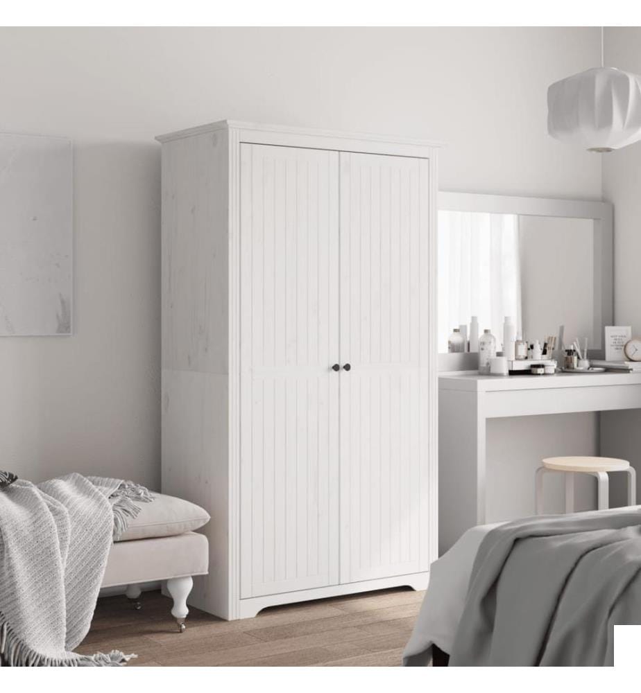 Garde-robe BODO blanc 99x53,5x173 cm bois massif de pin