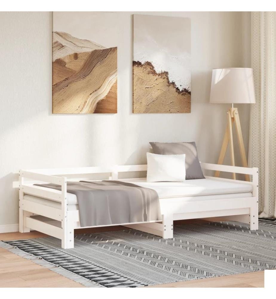 Lit coulissant sans matelas blanc 2x(90x200) cm