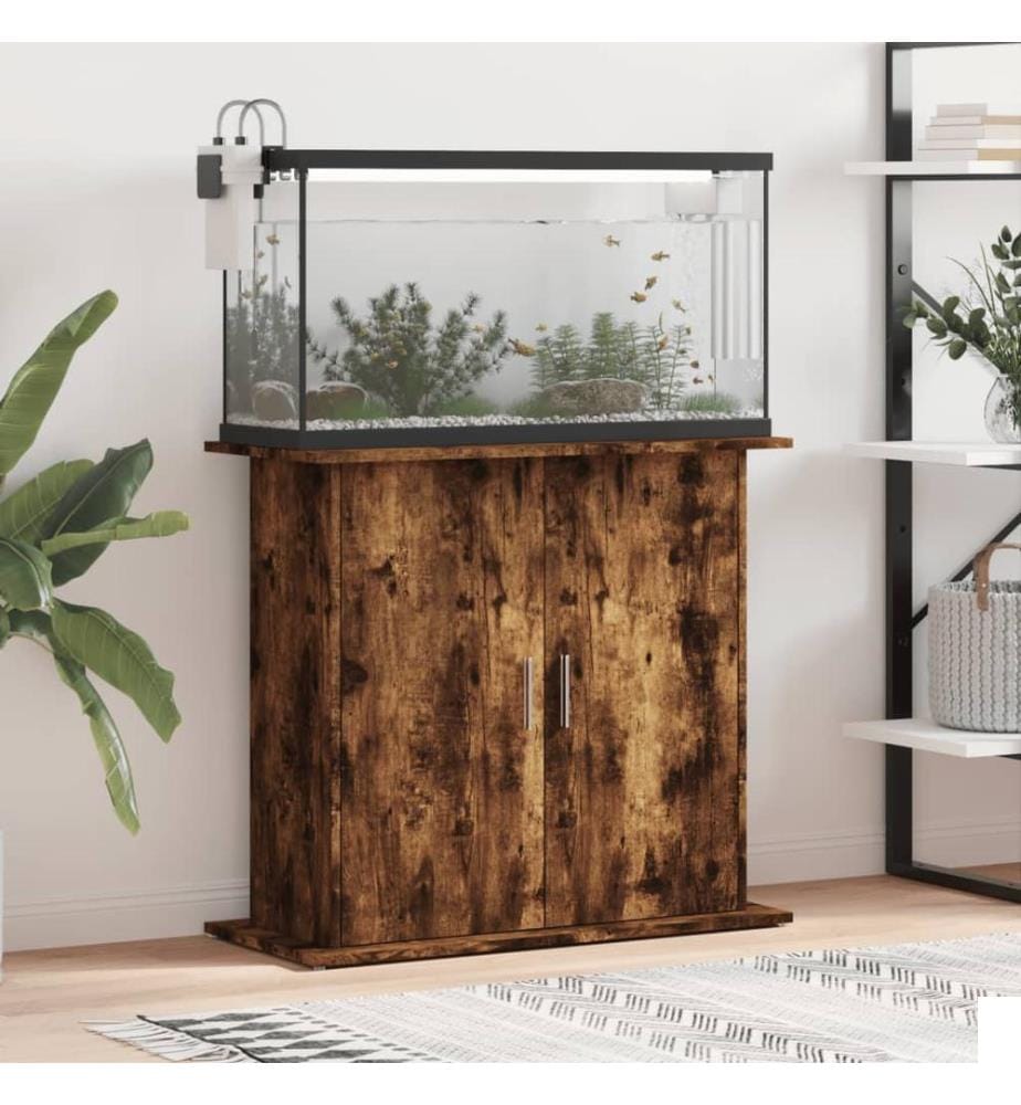 Support pour aquarium chêne fumé 81x36x73 cm bois d'ingénierie